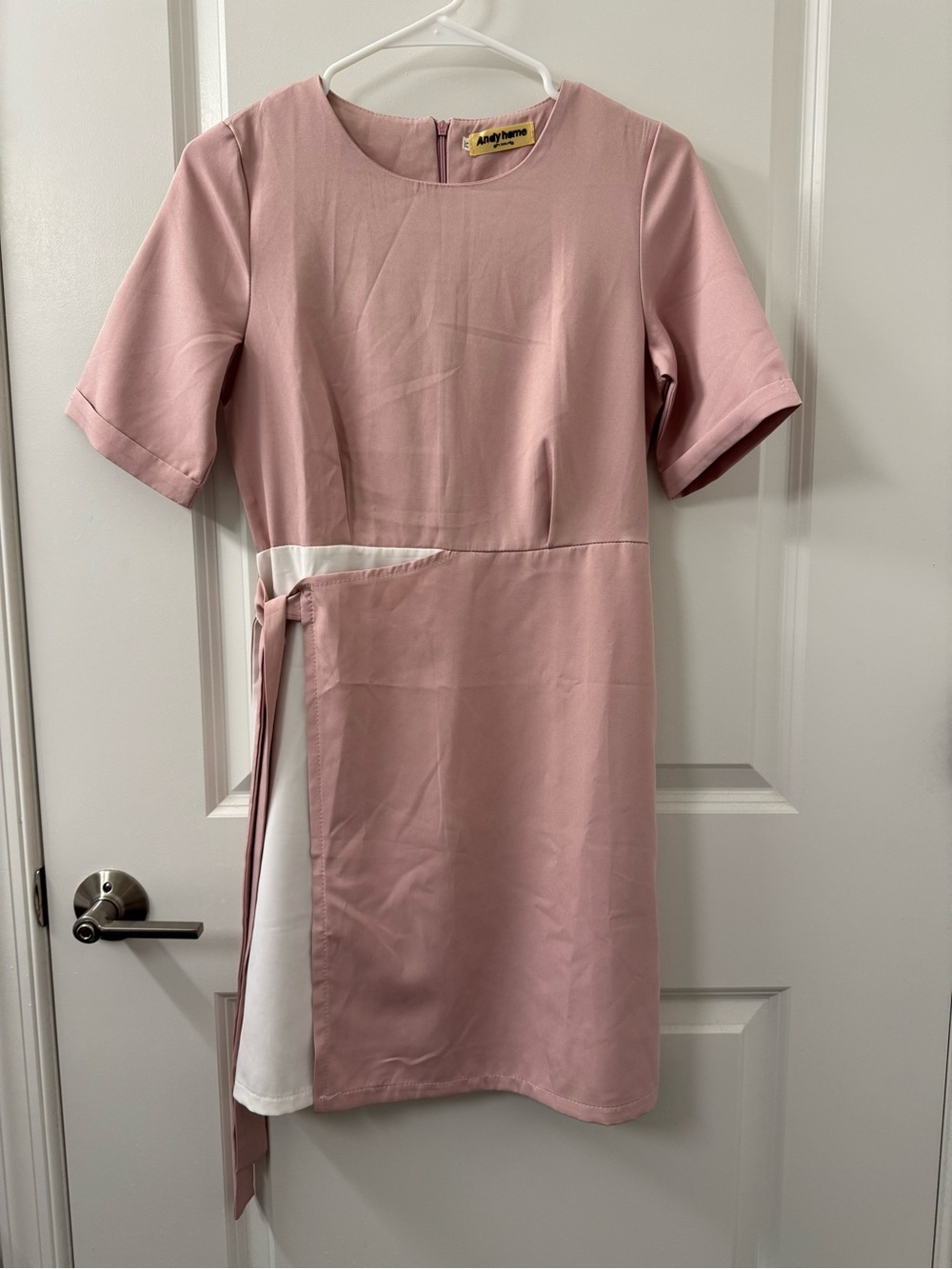 Light Pink Short Sleeve Mini Dress with Side Tie